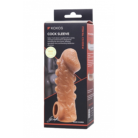 Насадка на фаллос с бугорками и отверстием для мошонки, размер M, Kokos Cock Sleeve 008
