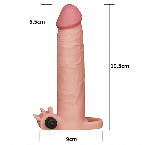 Насадка на пенис реалистик с вибропулей Add 3 Pleasure X Tender Vibrating Penis Sleeve Flesh