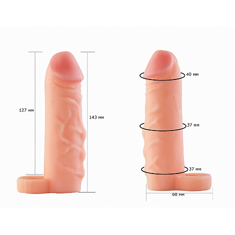 Фаллоудлинитель неоскин с кольцом Cock Next, 14 см
