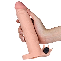 Насадка на пенис реалистик с вибропулей Add 3 Pleasure X Tender Vibrating Penis Sleeve Flesh