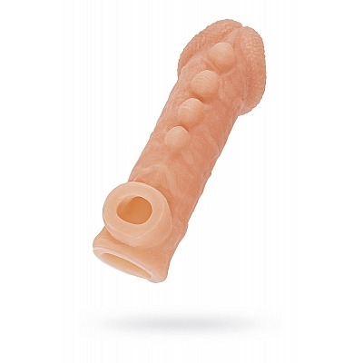 Насадка на фаллос с бугорками и отверстием для мошонки, размер M, Kokos Cock Sleeve 008