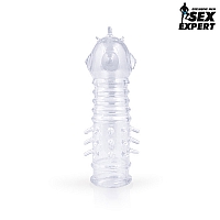 Насадка-увеличитель прозрачная закрытая Sex Expert, 13,5 см
