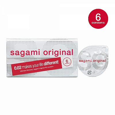 Полиуретановые ультратонкие презервативы Sagami Original 0,02, 6 шт