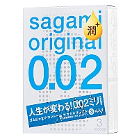 Полиуретановые презервативы с увеличенным количеством смазки Sagami Original 0,02 Extra Lub, 3 шт