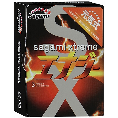 Презервативы ультратонкие со вкусом энергетического напитка Sagami Xtreme Energy, 3 шт