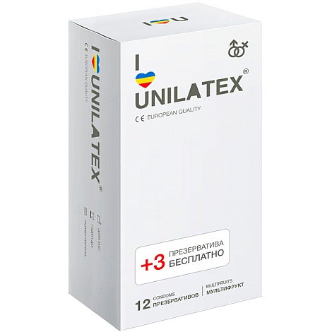 Презервативы Unilatex Multifruits цветные, 12+3 шт