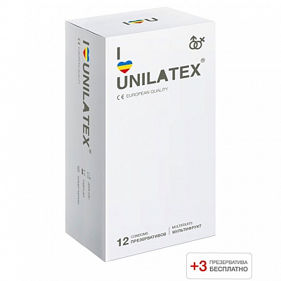 Презервативы Unilatex Multifruits, 12+3 шт