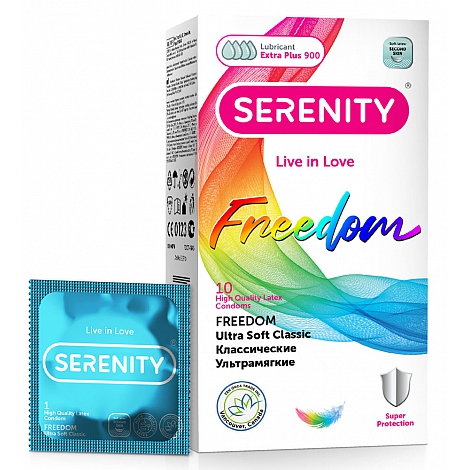 Презервативы ультратонкие Serenity Freedom Ultra Soft, 10 шт