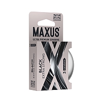 Презервативы в железном кейсе черные утолщенные MAXUS Extra Strong, 3 шт