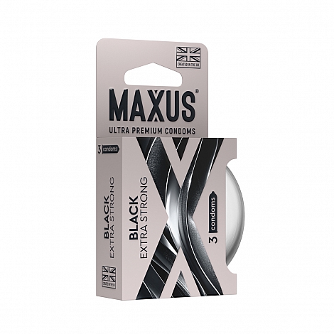 Презервативы в железном кейсе черные утолщенные MAXUS Extra Strong, 3 шт