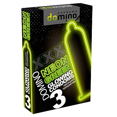 Презервативы светящиеся в темноте Domino Neon Green, 3 шт