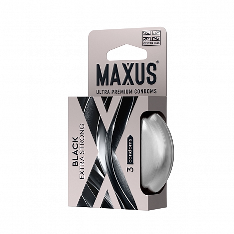 Презервативы в железном кейсе черные утолщенные MAXUS Extra Strong, 3 шт
