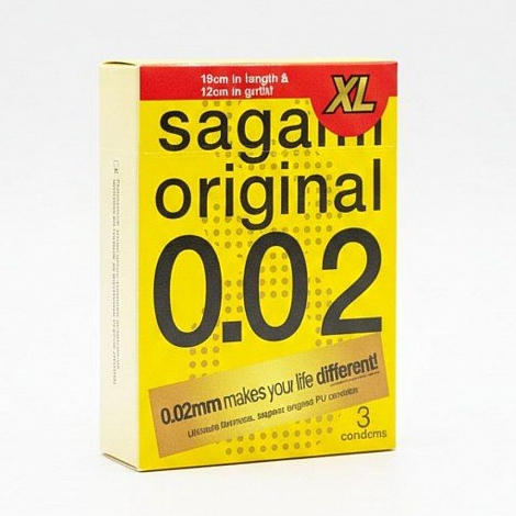 Презервативы полиуретановые увеличенного размера Sagami Original 002 Extra Large, 3 шт