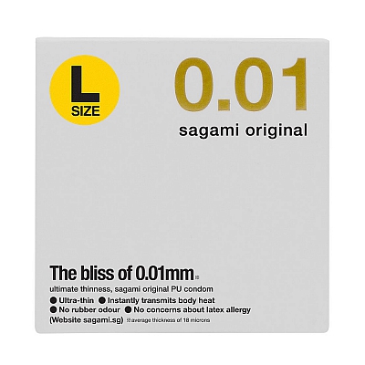 Презервативы полиуретановые увеличенного размера Sagami Original 001 L-Size, 1 шт.