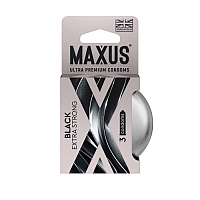 Презервативы в железном кейсе черные утолщенные MAXUS Extra Strong, 3 шт