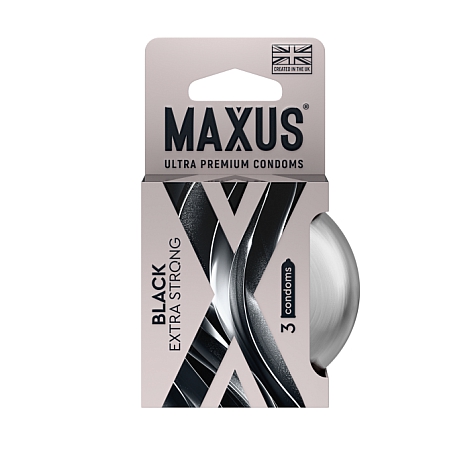 Презервативы в железном кейсе черные утолщенные MAXUS Extra Strong, 3 шт