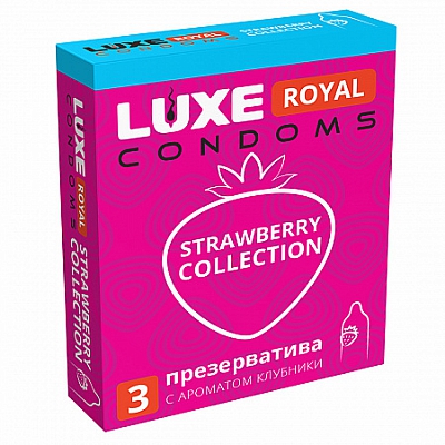 Презерватив гладкий ароматизированный Luxe Royal Strawberry Collection, 3 шт
