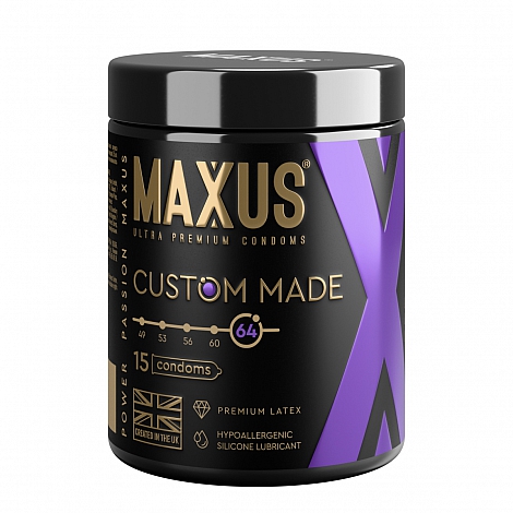 Презервативы в железном кейсе увеличенные MAXUS Custom Made 64, 15 шт