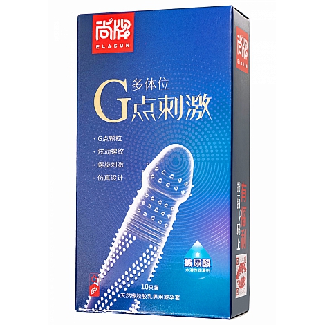 Ультратонкие презервативы с ребрами и точками Elasu G-Spot Stimulation, 10 шт.