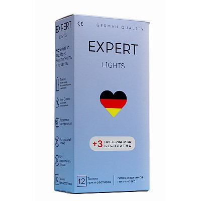 Презервативы ультратонкие Expert Lights, 12+3 шт