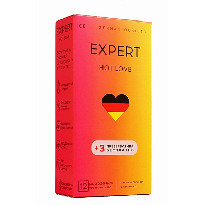 Презервативы с разогревающим эффектом Expert Hot Love, 12+3 шт