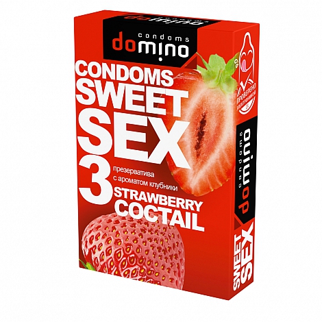 Презервативы Domino Sweet Sex Strawberry Cocktail, 3 шт