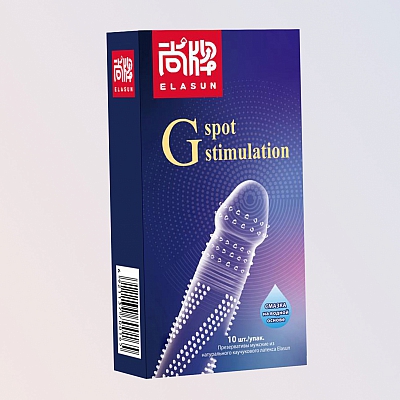 Ультратонкие презервативы с ребрами и точками Elasu G-Spot Stimulation, 10 шт.