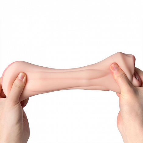 Двухсторонний мастурбатор вагина и ротик с язычком и мягкими зубками Debby