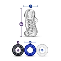 Прозрачный мастурбатор с набором эрекционных колец Quickie Kit