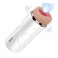 Мастурбатор с вибрацией и вакуумом белый Shequ