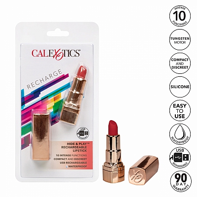 Минивибратор-помада красная Hide & Play Rechargeable Lipstick