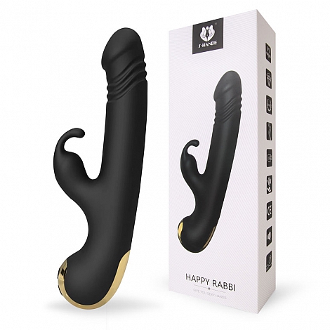 Вибромассажер двойной стимуляции с возвратно-поступательными движениями Happy Rabbi