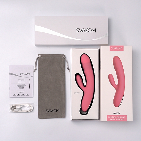 Возвратно-поступательный вибратор со стимулятором клитора Svakom Avery Strawberry Pink