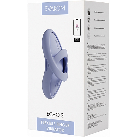Вибромассажёр голубой на пальцы с функцией нагрева Svakom Echo 2 + подарок!