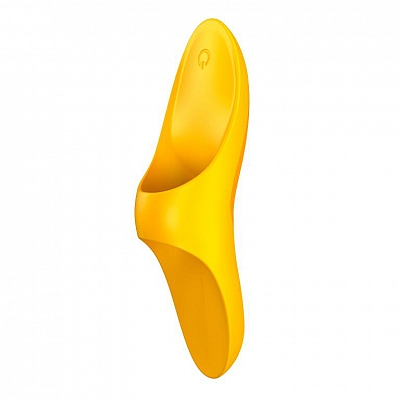 Бесшумный желтый вибромассажер на палец Satisfyer Teaser