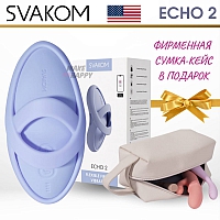 Вибромассажёр голубой на пальцы с функцией нагрева Svakom Echo 2 + подарок!
