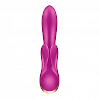 Вибратор-кролик фиолетовый с двумя клиторальными отростками Satisfyer Double Flex