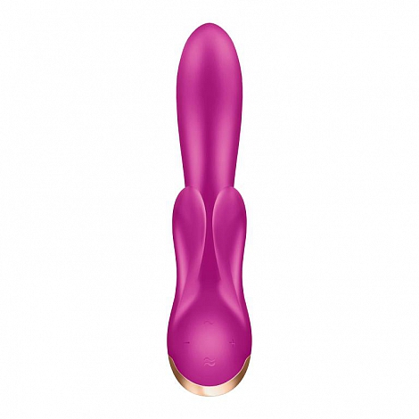 Вибратор-кролик фиолетовый с двумя клиторальными отростками Satisfyer Double Flex