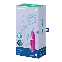 Вибратор-кролик фиолетовый с двумя клиторальными отростками Satisfyer Double Flex