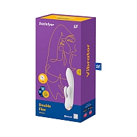 Вибратор-кролик белый с двумя клиторальными отростками Satisfyer Double Flex