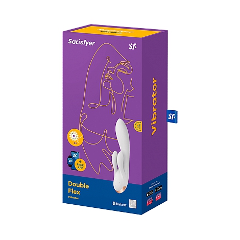 Вибратор-кролик белый с двумя клиторальными отростками Satisfyer Double Flex