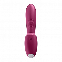 Вибратор с вакуумным стимулятором и фиксацией формы ягодного цвета Satisfyer Sunray