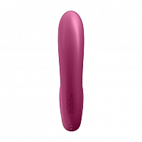 Вибратор с вакуумным стимулятором и фиксацией формы ягодного цвета Satisfyer Sunray