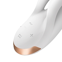 Вибратор-кролик белый с двумя клиторальными отростками Satisfyer Double Flex