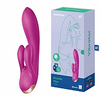 Вибратор-кролик фиолетовый с двумя клиторальными отростками Satisfyer Double Flex