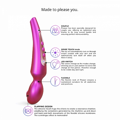 Ванд с клиторальной стимуляцией Love to Love Pleaser - Iridecent Berry
