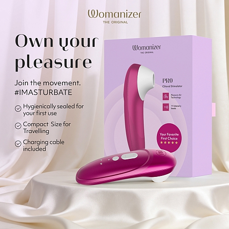 Бесконтактный розовый клиторальный стимулятор Womanizer Pro