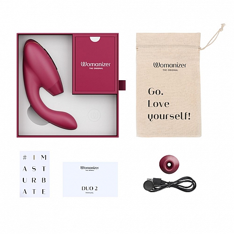 Двойной стимулятор клитора и точки G бордовый Womanizer DUO 2