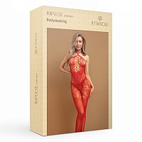 Красный боди-комбинезон с вырезом на груди и кружевом Impulse, S/XXL