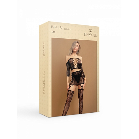 Комбинация из топа и юбки с чулками, S/XXL